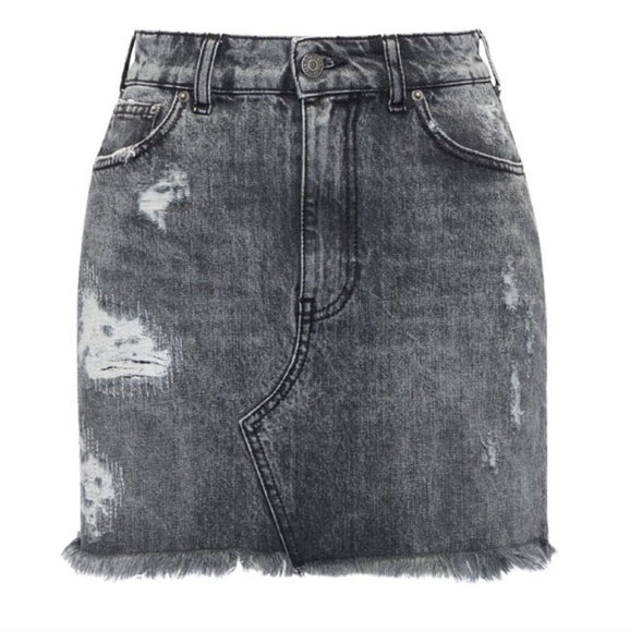 New! SER.O.YA Revolve Alli Distressed Denim Mini Skirt in Phoenix Black size 25 - Picture 2 of 9